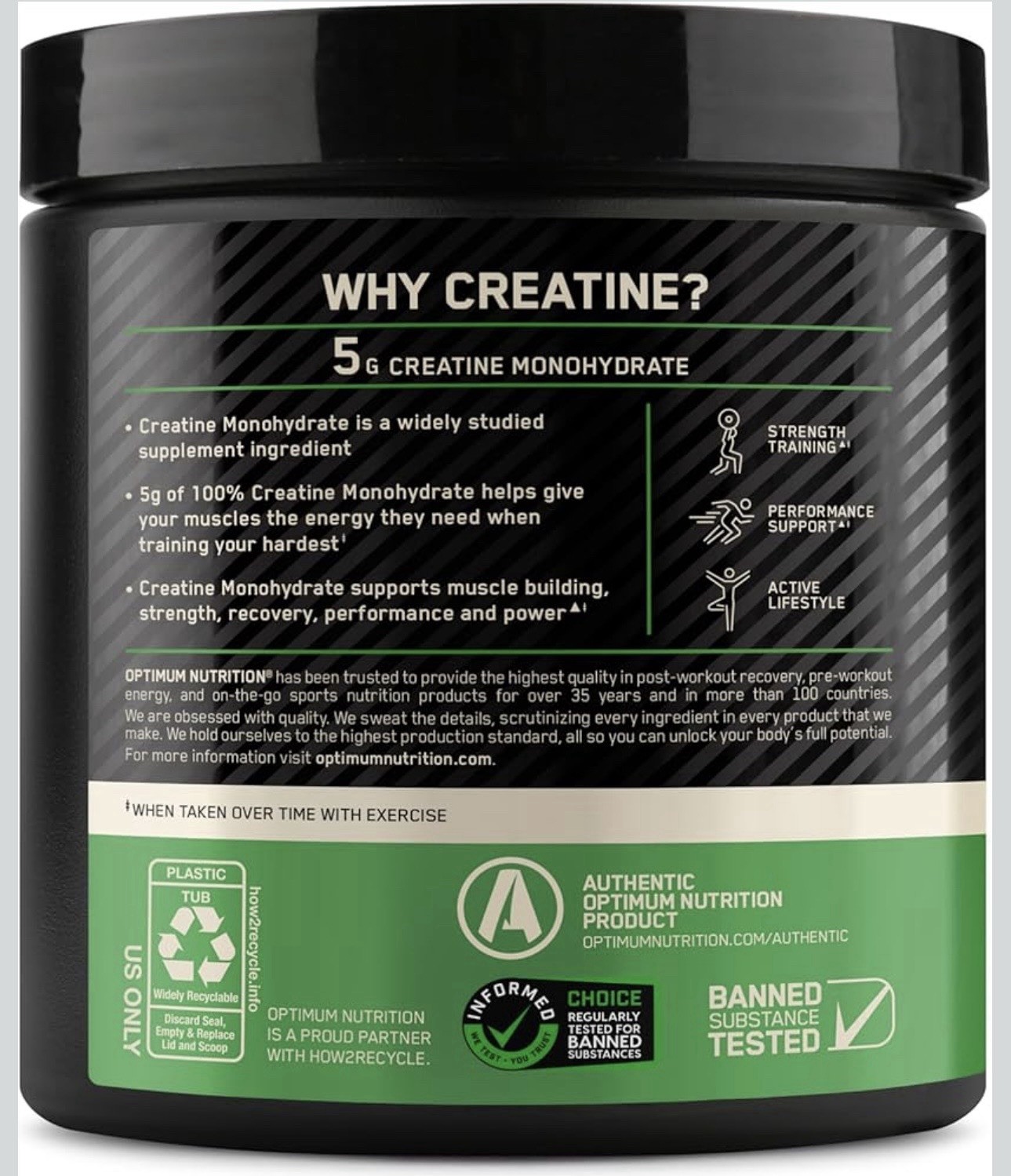 Optimum Nutrition Micronized Creatine Monohydrate Powder Unflavored 10.58 oz