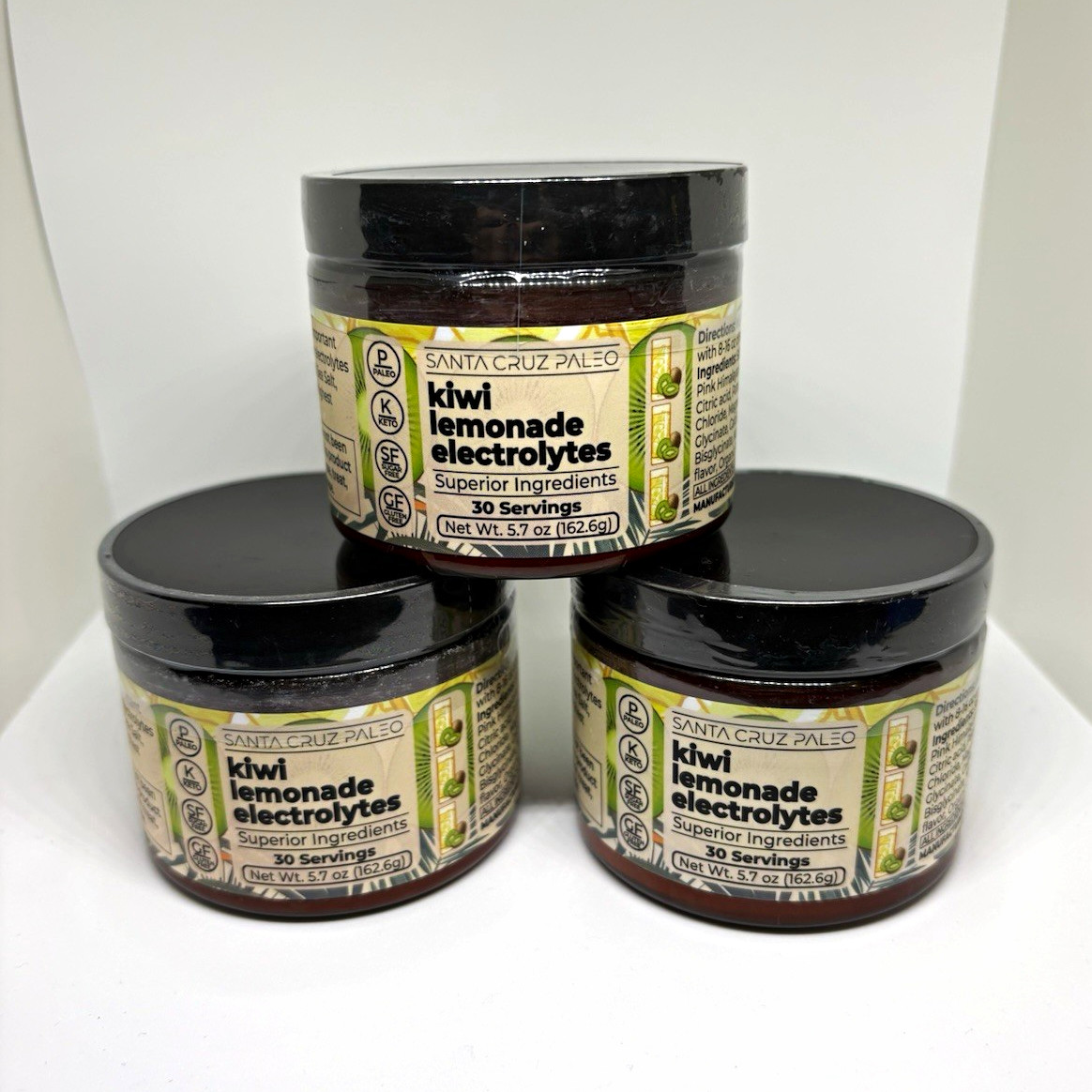 3 Pack of Santa Cruz Paleo Kiwi Lemonade Electrolytes Powder Non-GMO 5.7 oz
