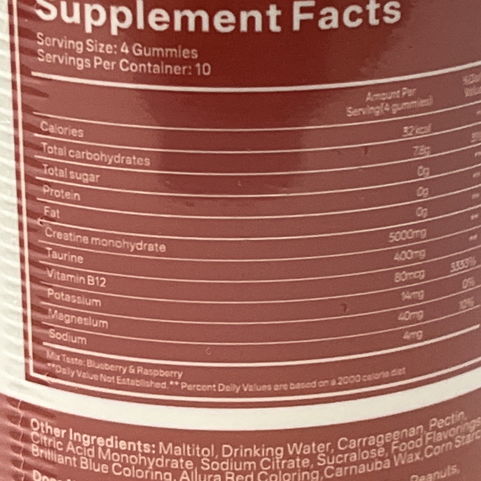 Gabe Sunnybears Creatine Monohydrate 5000mg 40 Count Gummies Raspberry Blueberry