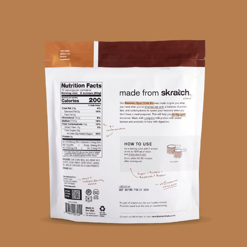 Post Workout Recovery Drink Mix with Chocolate, (21.2 Oz, 12 Servings) with Comp