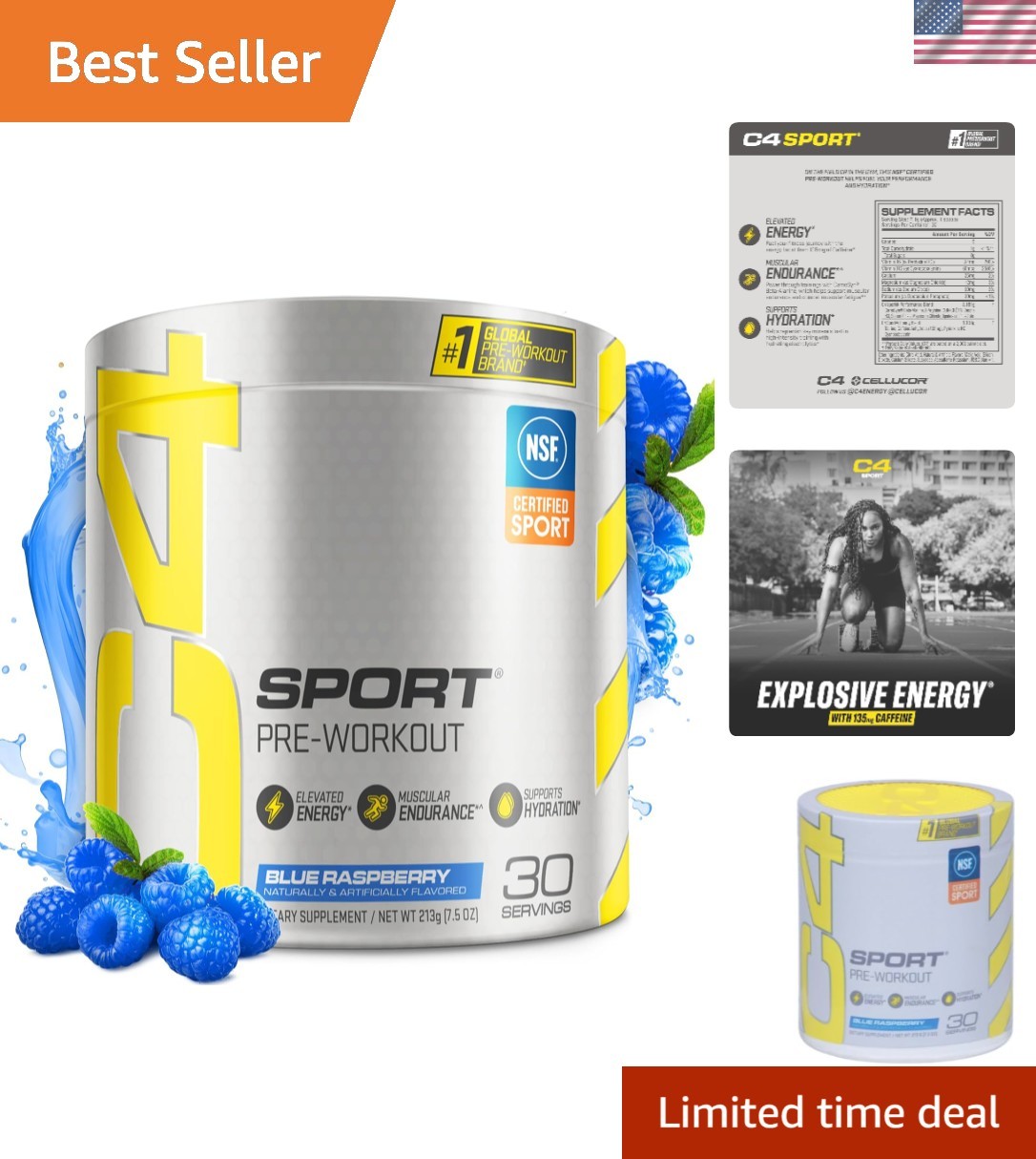 Blue Raspberry Pre Workout Powder by Cellucor – 30 Servings for Peak Performance