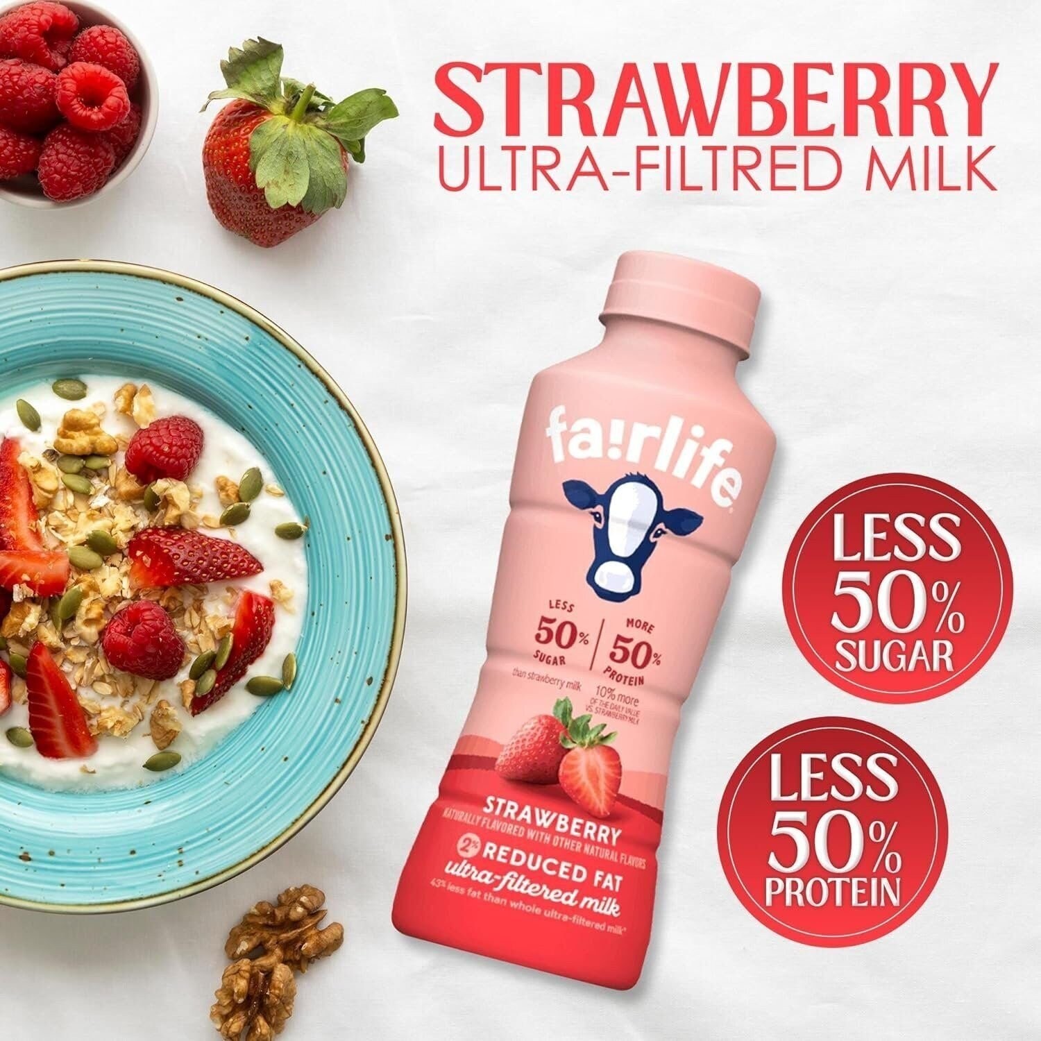 Fairlife Ultra Filtered Milk Strawberry 2% Reduced Fat Milk 6 Bottles 14 Fl oz