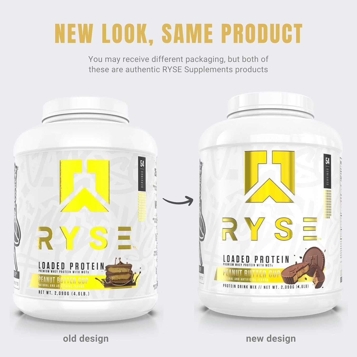 RYSE Loaded Protein Powder – Peanut Butter Cup – 54 Servings 4.6 Lb Pack of 3