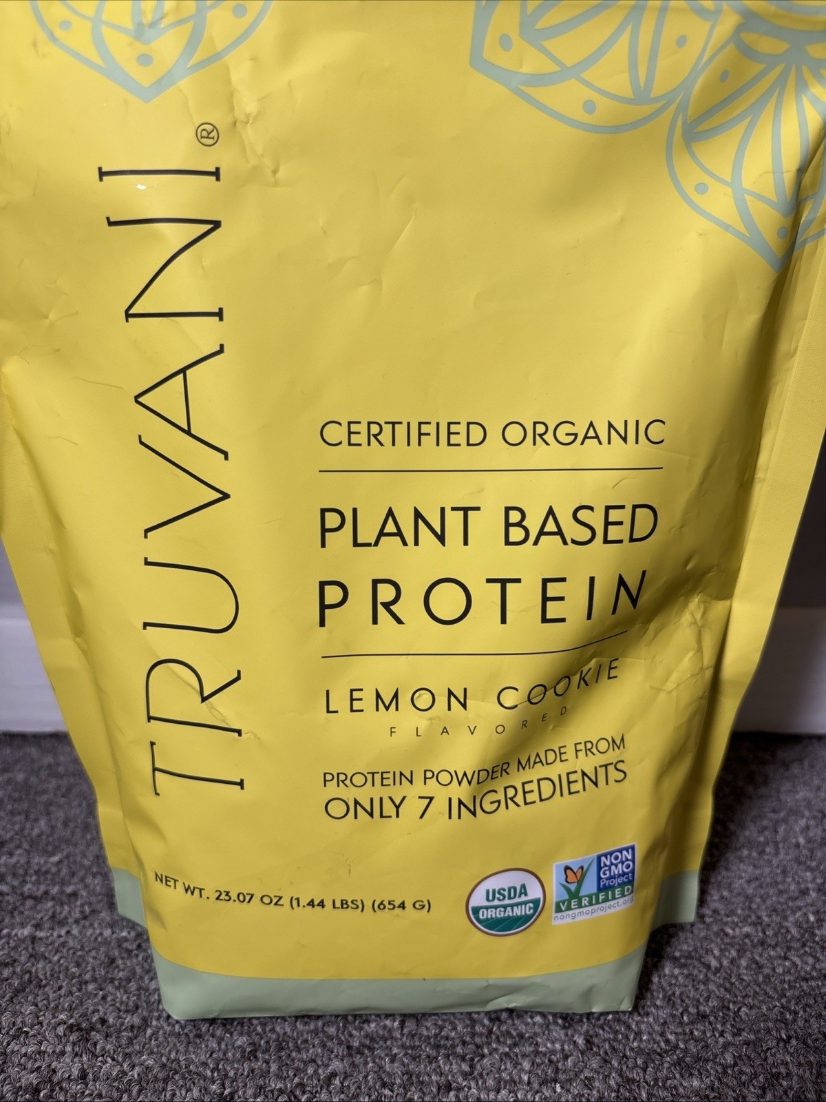 Truvani Certified Organic Plant-Based Protein Powder Lemon Cookie 23.07 oz