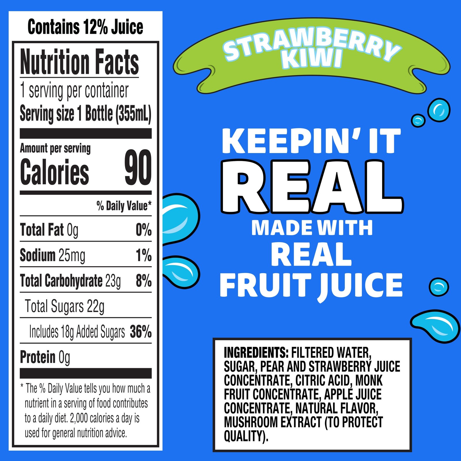 Strawberry Kiwi Flavored Juice Drink Blend 12 fl oz Bottle