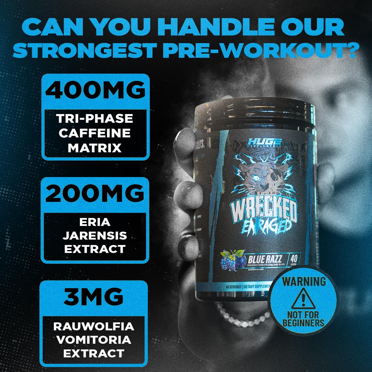 Wrecked Enraged High Stim Pre Workout – Extreme Hardcore Formula for Intense Ene