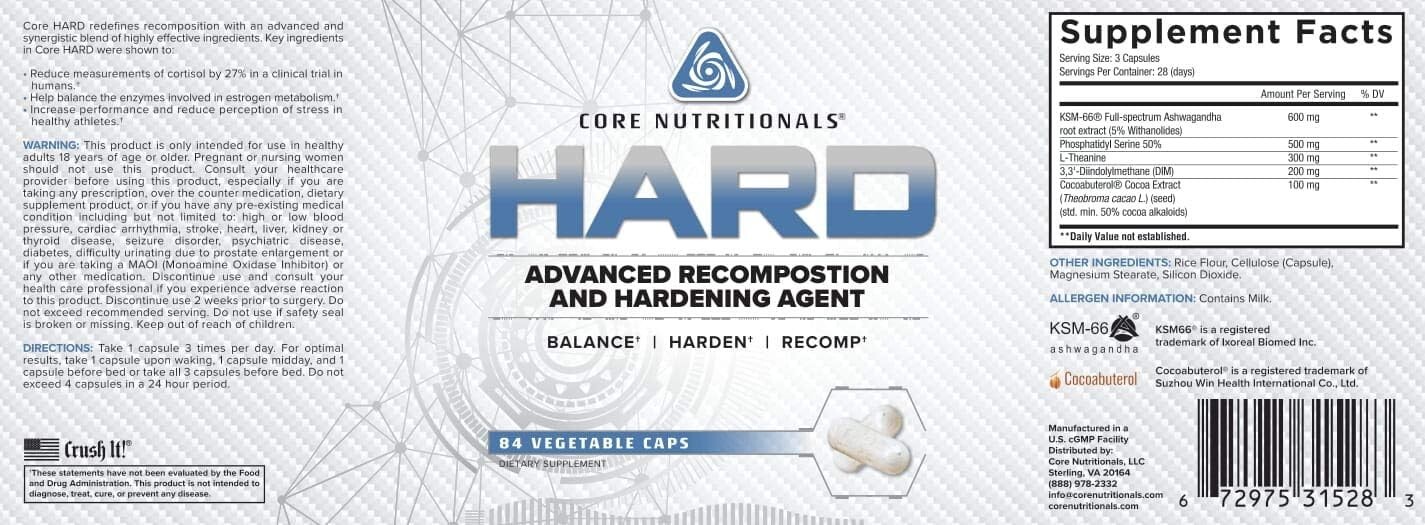 Core Nutritionals CORE HARD Advanced Recomposition & Hardening Agent – 84 Caps