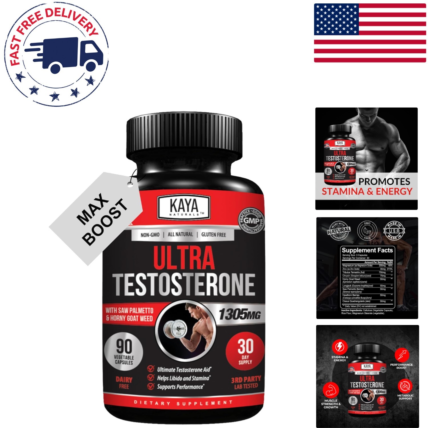 Men’s Testosterone Booster with Tribulus Terrestris – 90 Capsules for Vitality