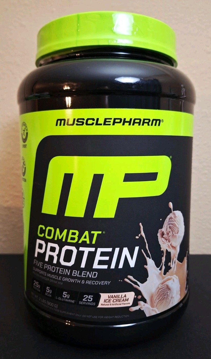 MusclePharm 5-Blend Combat Protein, Vanilla Ice Cream🍦, 25 Servings, 11/2028✨