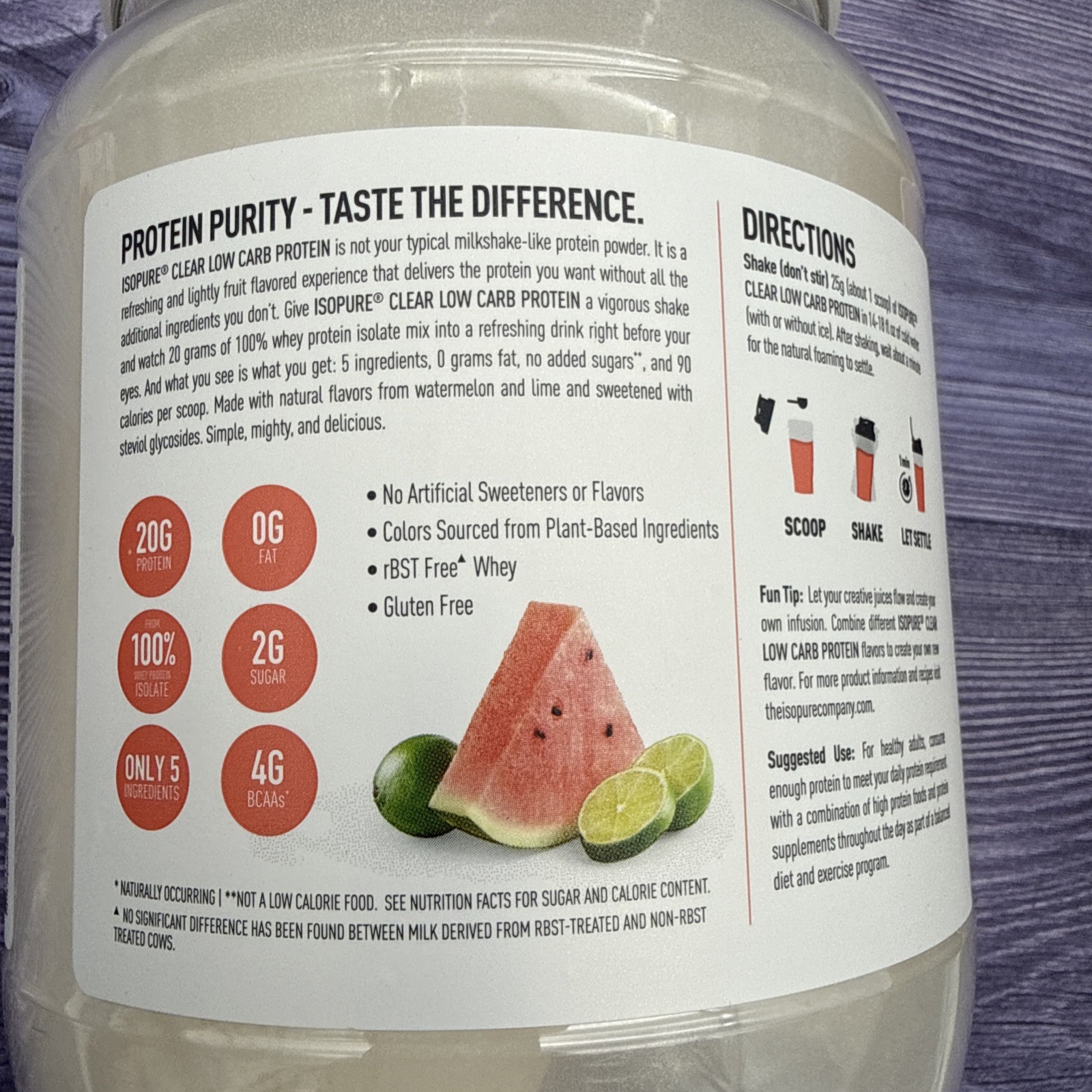 Clear Low Carb Protein Powder, Watermelon Lime, 16 Servings 20g Protein