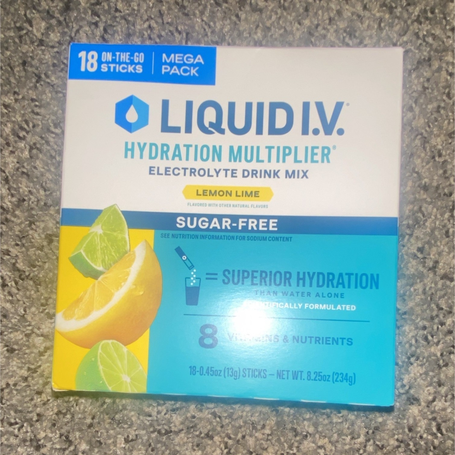 Liquid I.V. Sugar-Free Electrolyte Powder Lemon Lime 18 Sticks 8.25 oz