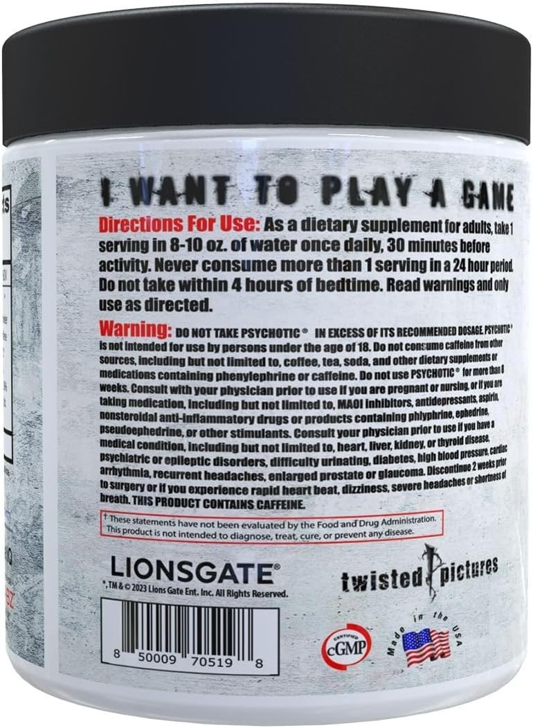 Psychotic SAW Extreme Hi-Energy Pre-Workout 30 Servings 5 Flavors NEW FAST SHIP!