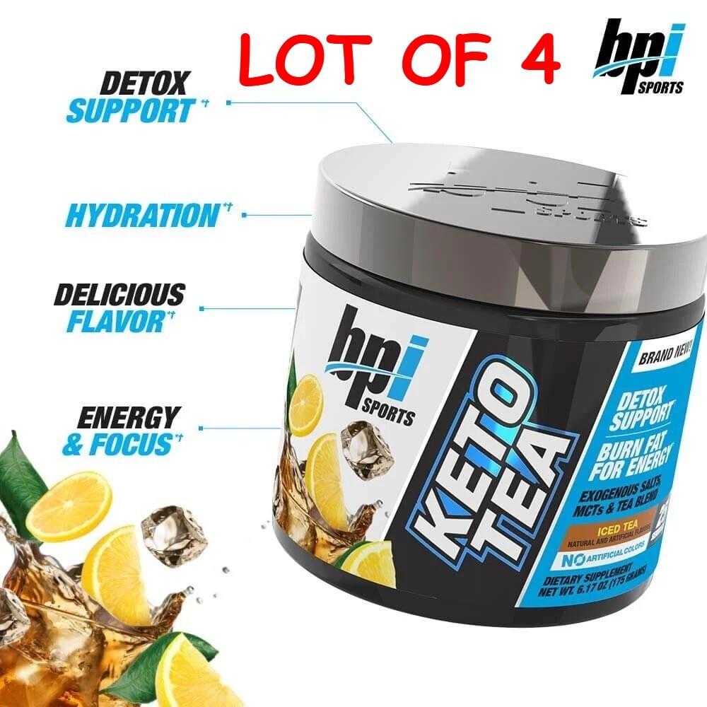 Lot of 4 BPI Sports KETO TEA ICED TEA 25 servings 01/24 Detox Support Burn Fat