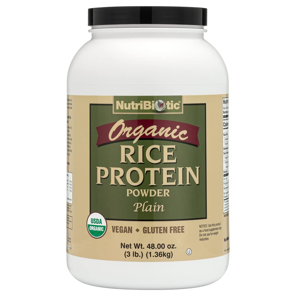 NutriBiotic Organic Rice Protein Plain, 3lb | Low-Carb Vegan Keto Gluten-Free