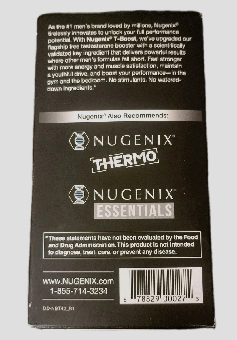 Nugenix T Boost Testosterone Booster 42 Caps Ea Exp: 8/26 New & Sealed
