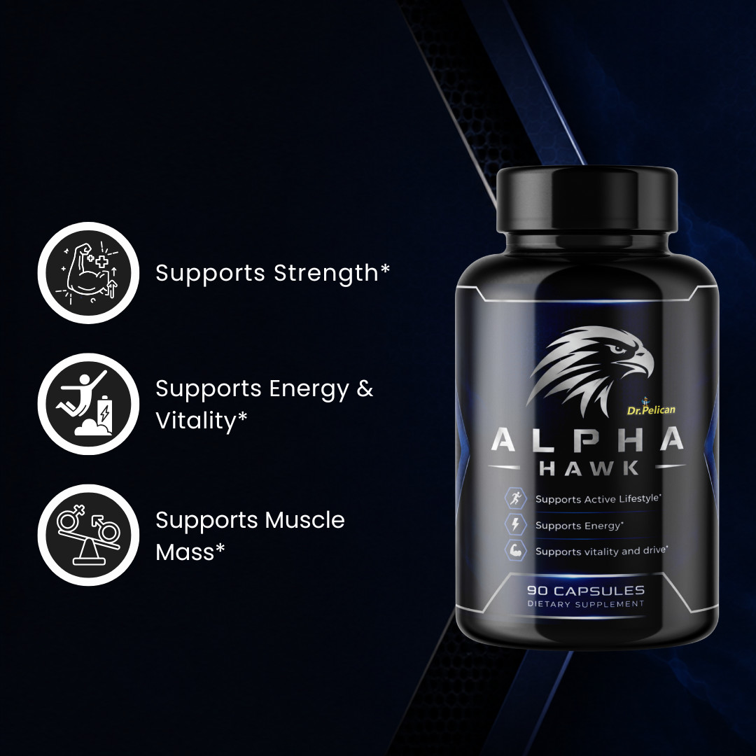Alpha Hawk- Bodybuilding & Men’s Health Support- 2 Bottles- 180 Capsules