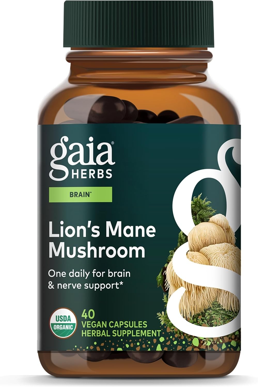 Gaia Herbs Lion’s Mane Mushroom – Brain Health Support* – 40 Vegan Capsules (40