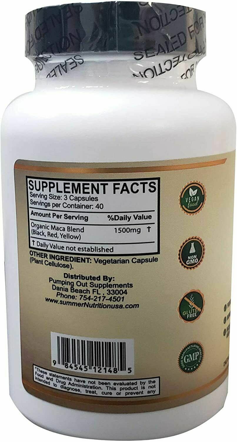 Summer Nutrition – Organic Maca Root Black, Red 1500 Mg – 120 Caps – CHEAPEST!!