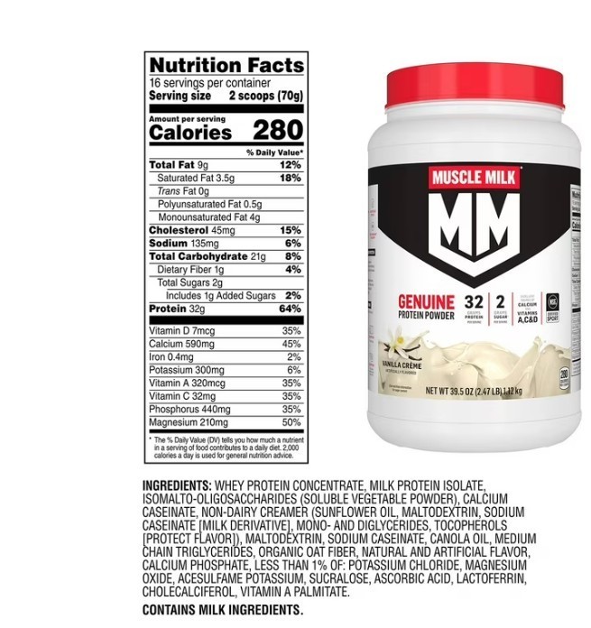 Muscle Milk Genuine 32g Whey Protein Powder, Vanilla Cream, 2.47 lbs. Best Price