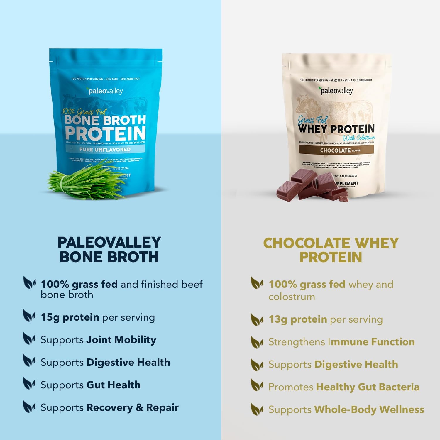 Paleovalley 100% Grass Fed Bone Broth Protein Powder, 1.05 Pound (Pack of 1)