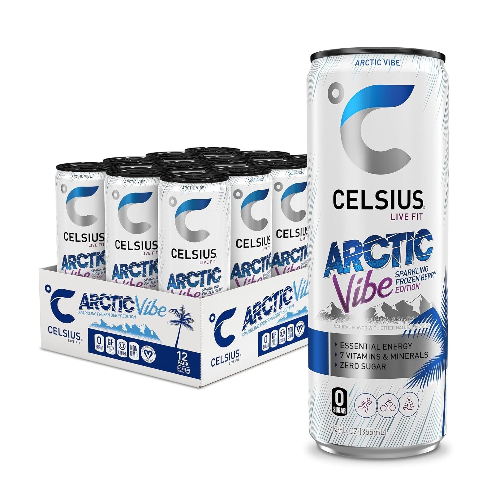 CELSIUS Peach Vibe Sparkling Energy Drink, Sugar Free, 12 Fl Oz (Pack of 12)