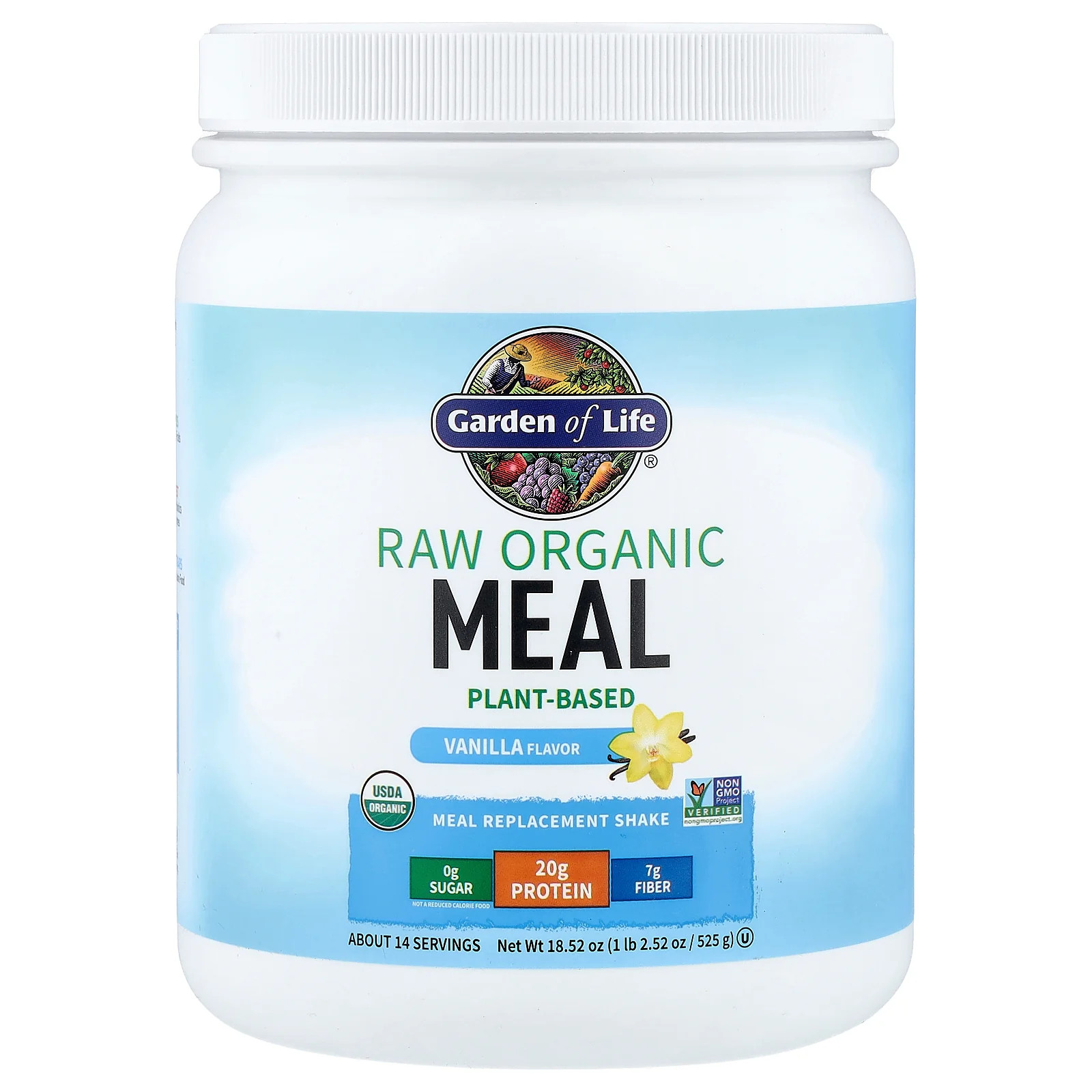2 X Garden of Life, RAW Organic Meal Replacement Shake, Vanilla, 18.52 oz (525