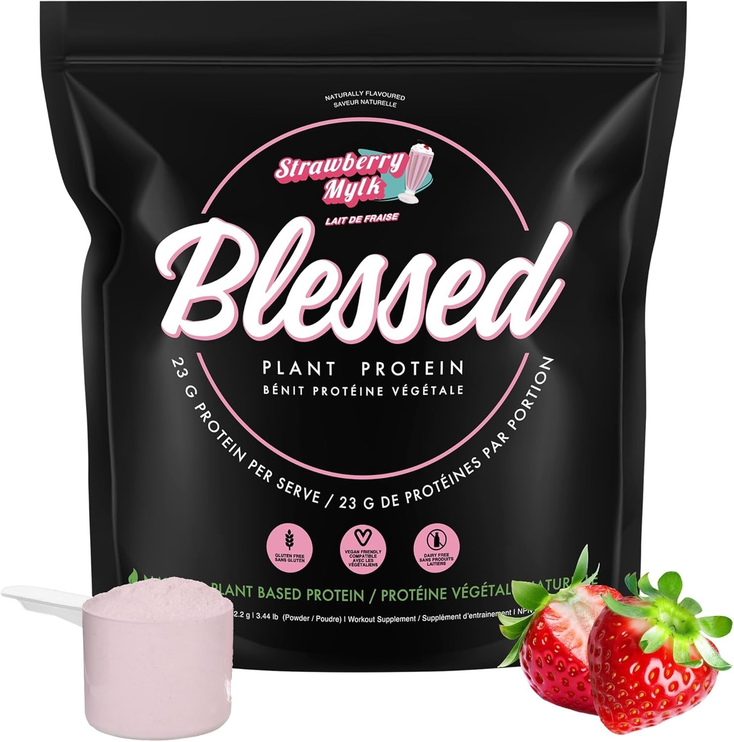 EHPLabs Blessed Plant Protein 3.44lb 45 Serving Strawberry Mylk French label