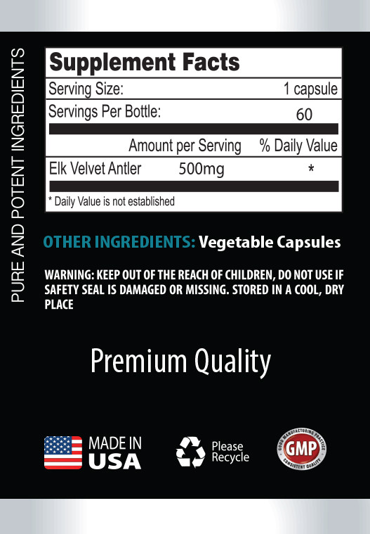 Pure IGF Deer Antler – Elk Velvet Antler 500mg (180 Capsules, 3 Bottles)