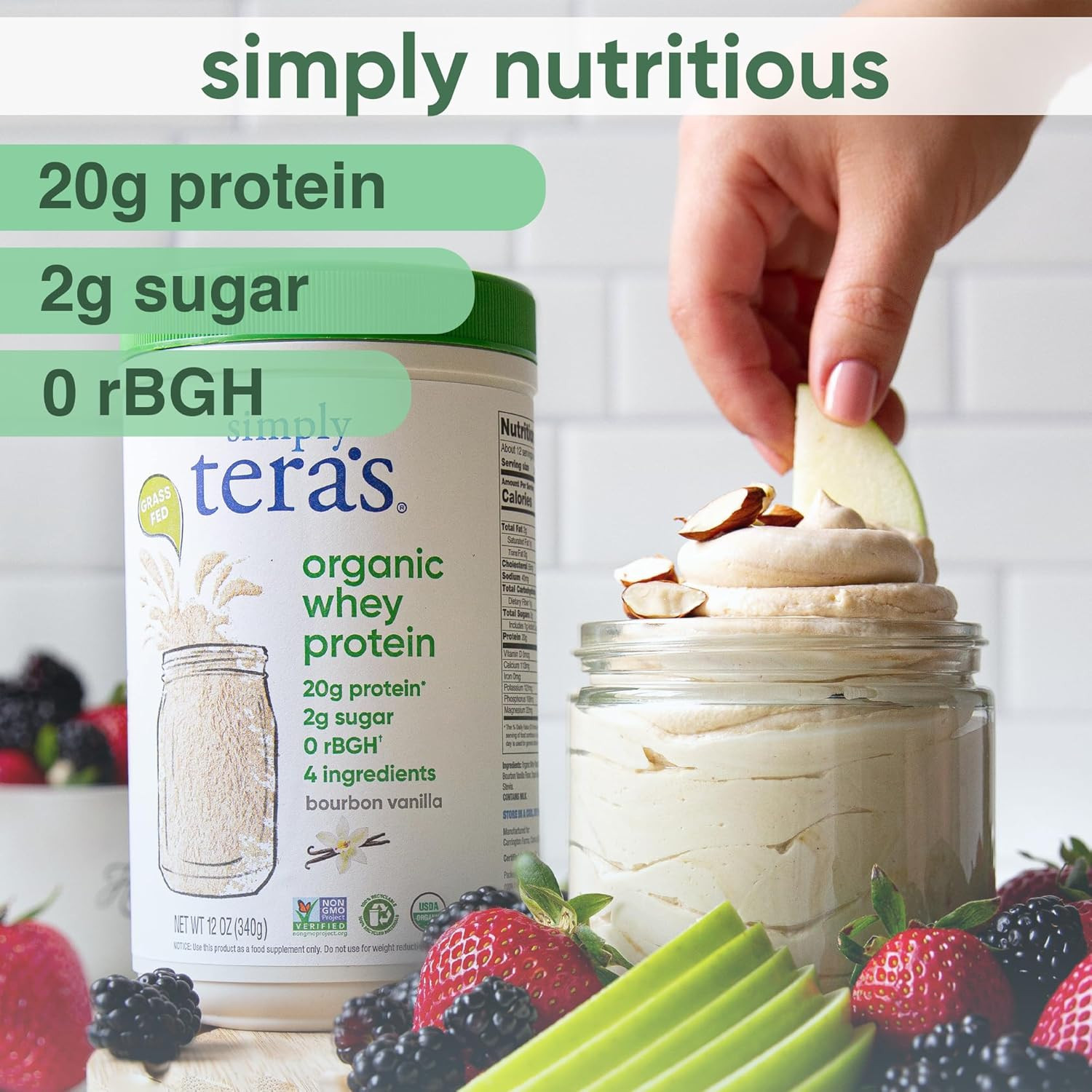 Organic Whey Protein Powder – Bourbon Vanilla – 12 Oz | Grass Fed Vanilla Whey P
