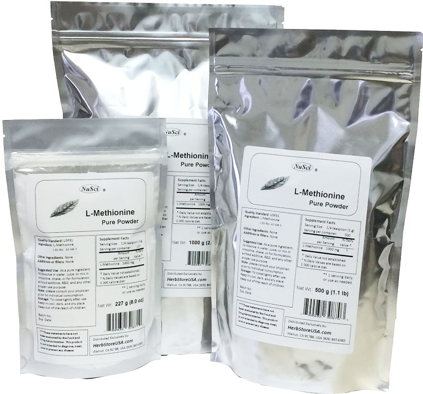 NuSci 100g(3.52 oz) Pure L-Methionine Powder USP joint hair health