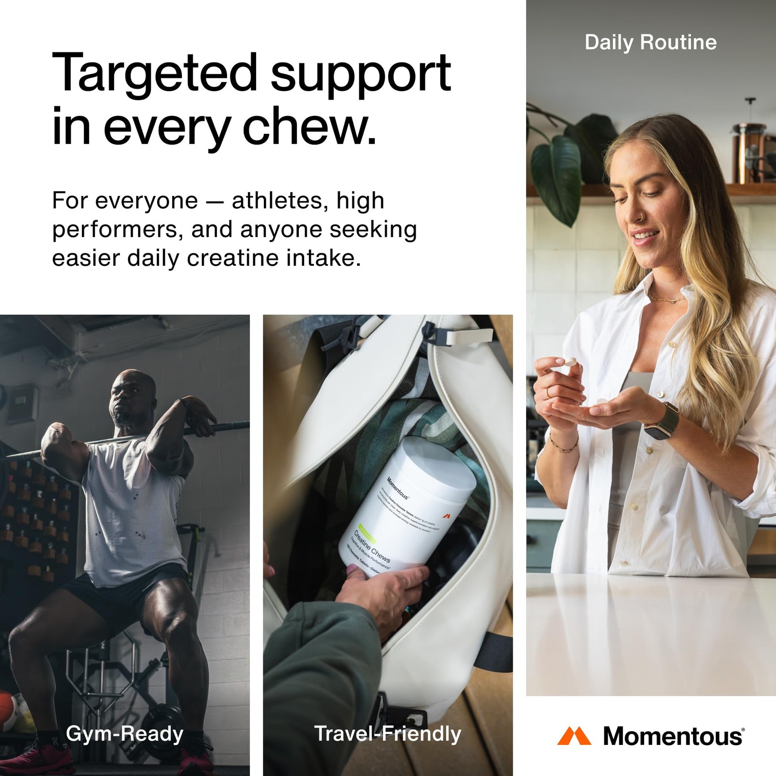Momentous Creatine Chews Creatine Monohydrate Supports Strength, Lean Muscl…