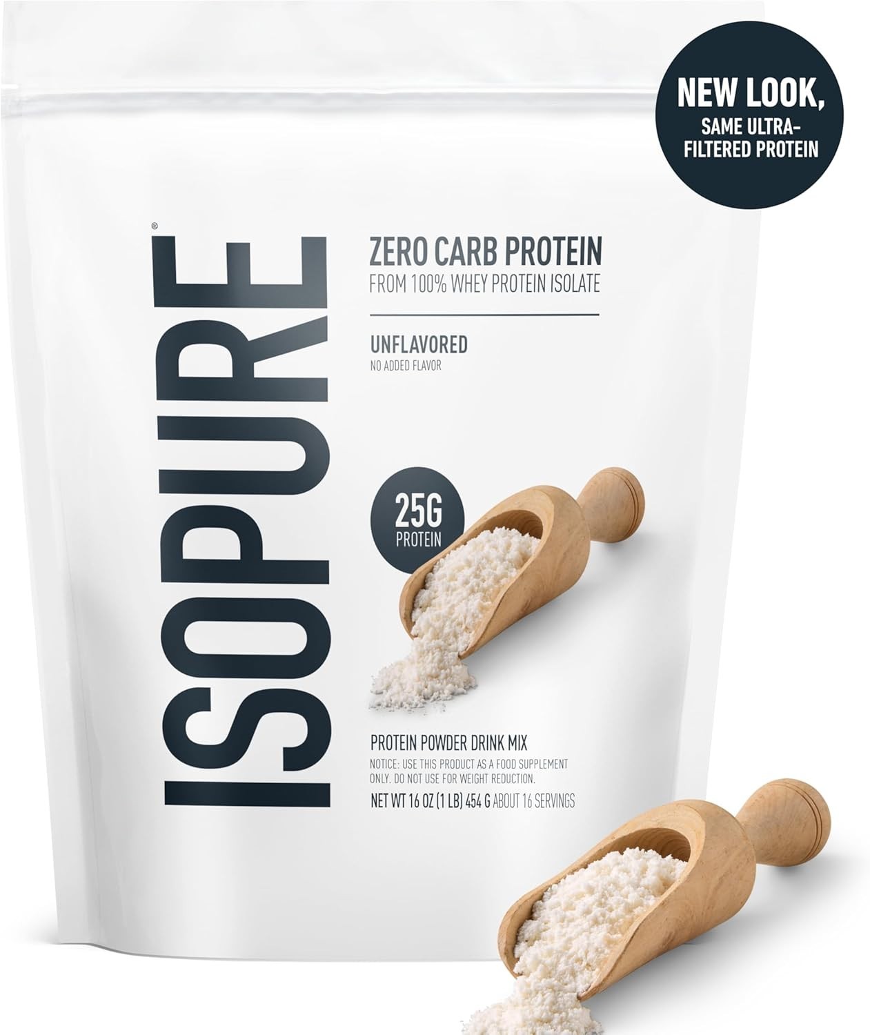 Isopure Zero Carb Whey Isolate Protein Powder, Unflavored, 25G, 1 Lb