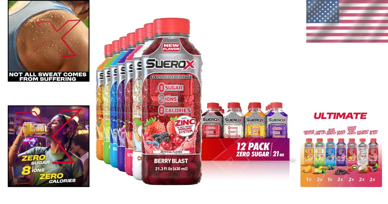 Delicious Zero Sugar Electrolyte Sports Drink – 7 Flavor Variety, 21.3 Fl Oz