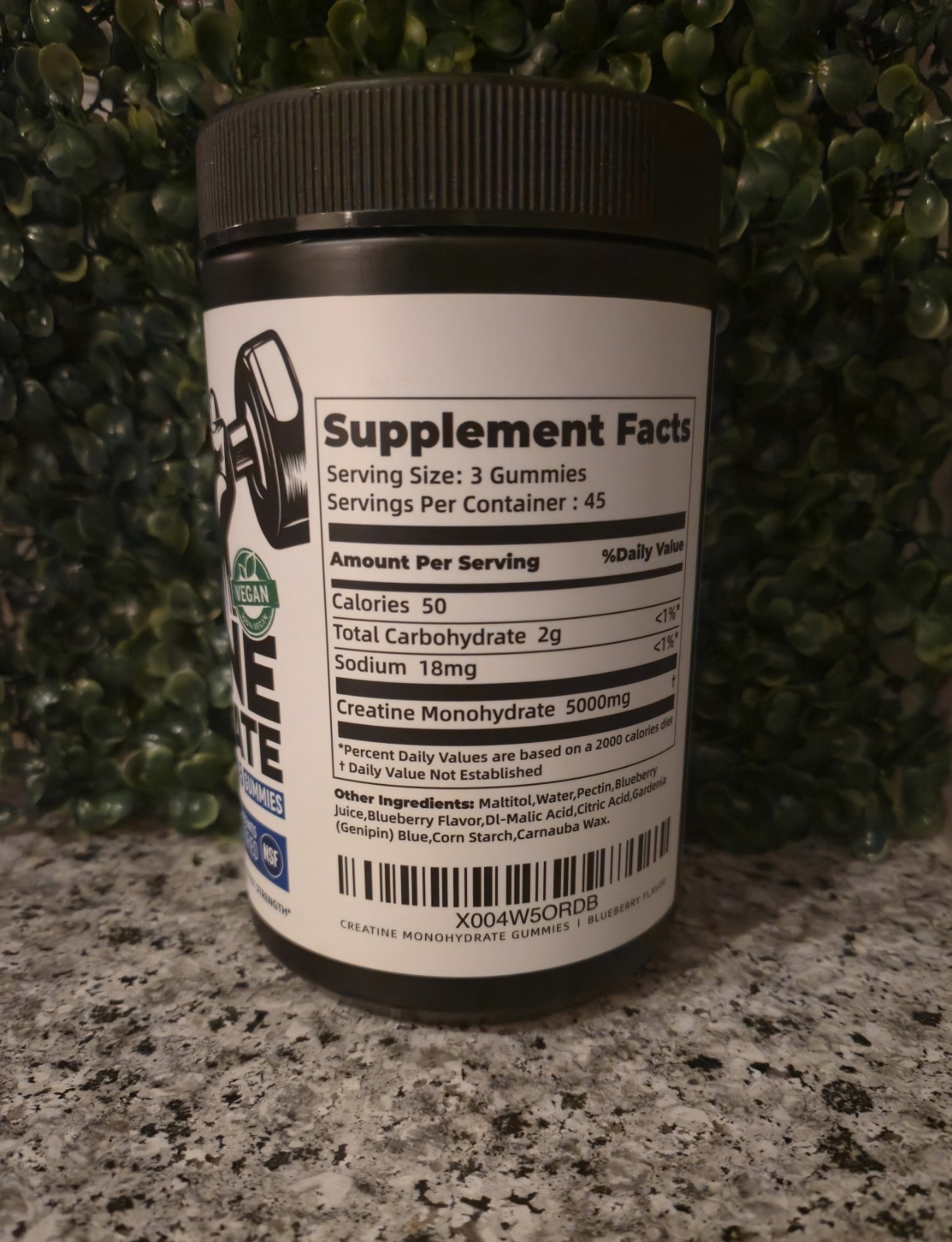 Nature’s Aid Creatine Monohydrate Gummies 135 Count 5g Blueberry Vegan New