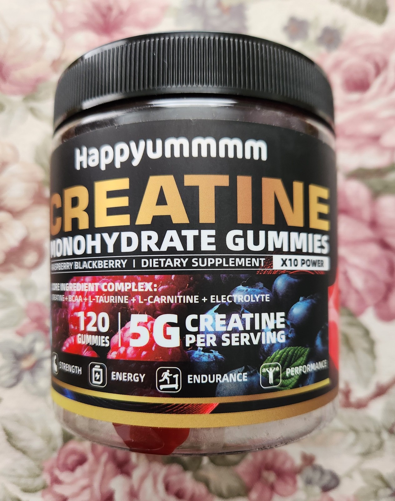 Happyummmm Creatine Monohydrate Gummies X 10 Power ~ Raspberry & Blackberry