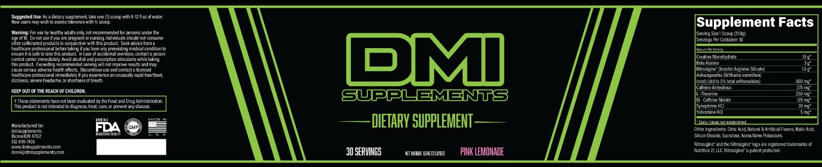 preworkout, energy, pump, 30 servings, flavors are pink lemonade&tigers blood