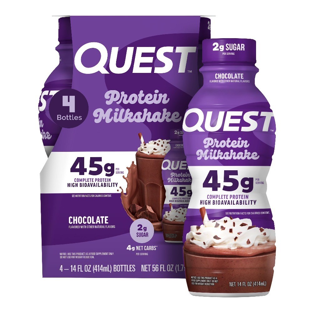 , 45g High Protein Chocolate Flavored Milkshake, Ready to Drink, 4 Count