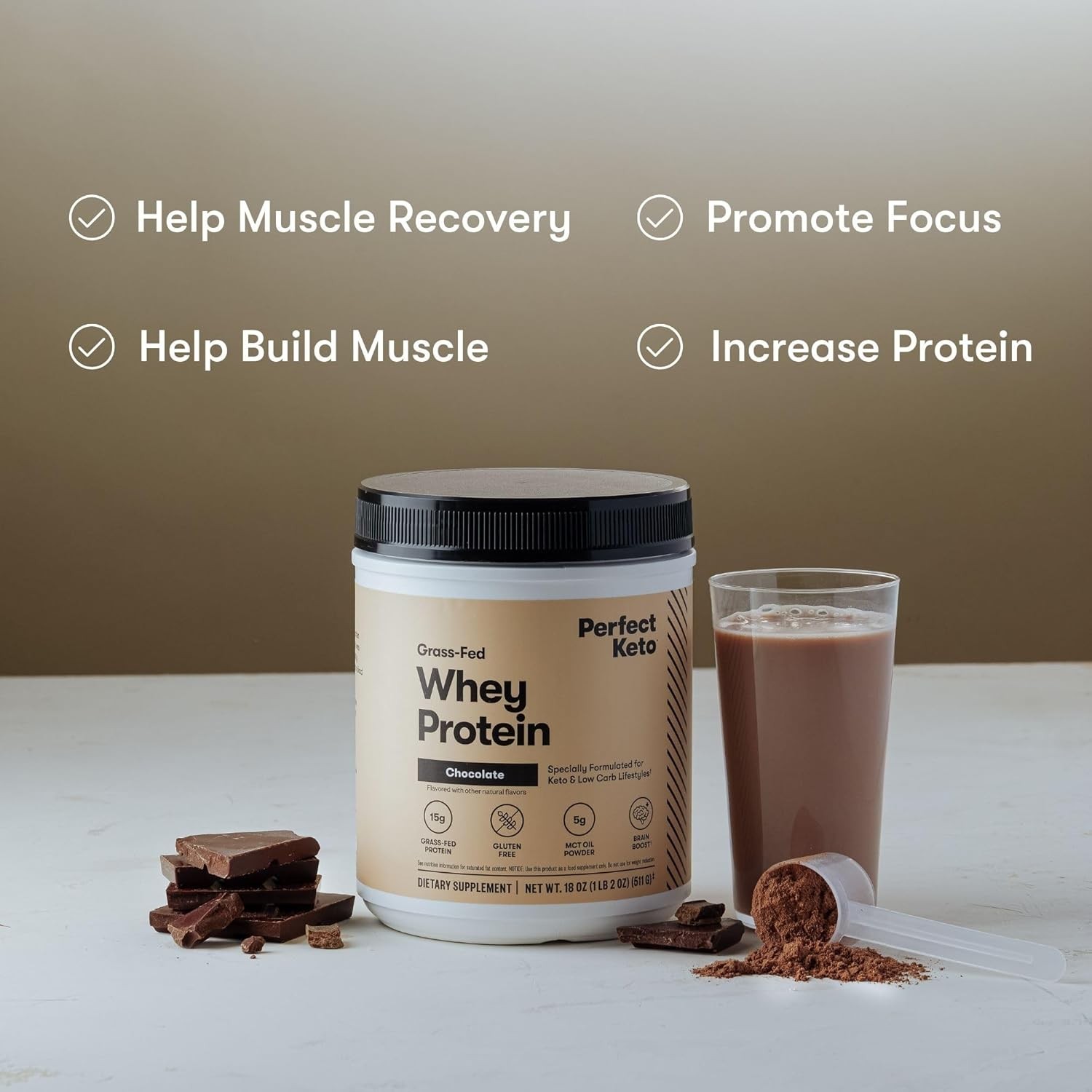 Perfect Keto Pure Whey Protein Powder Isolate Delicious 100% Grass Fed Meal Repl