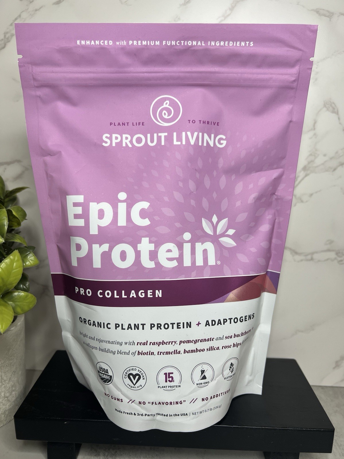 Sprout Living Epic Protein Pro Collagen Plant Protein Powder 7oz Exp 02/27