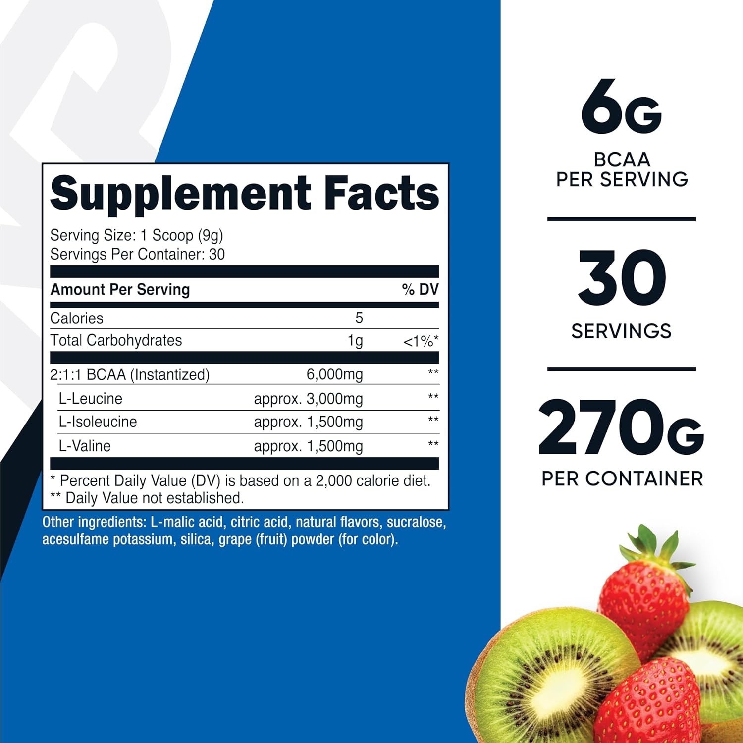 Nutricost BCAA Powder 2:1:1 (Strawberry Kiwi) 30 Servings