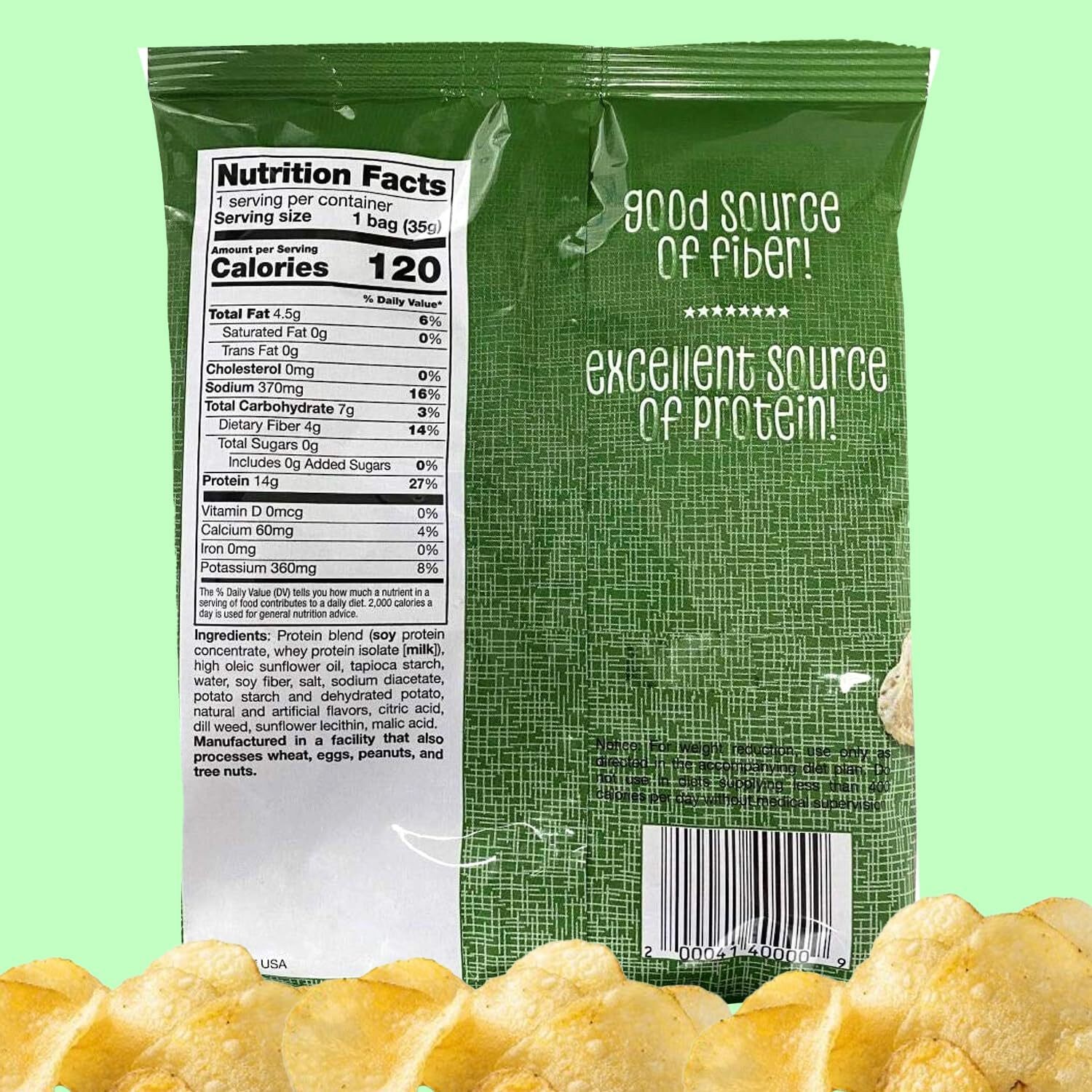 ProtiWise Dill Pickle Protein Chips | Healthy Snack | Low Carb Keto 7 Bags
