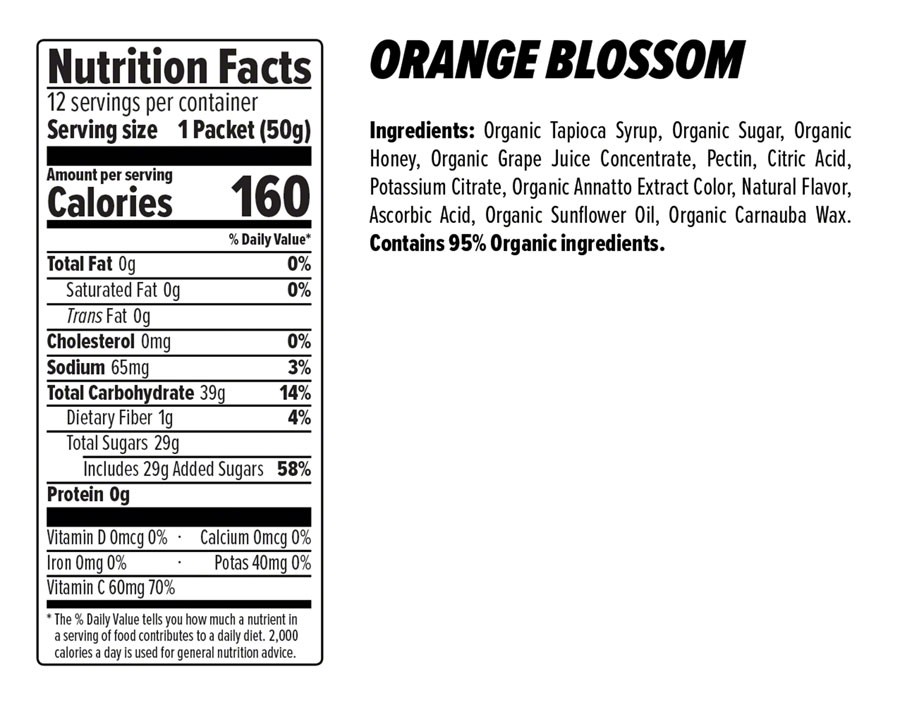Honey Stinger Organic Energy Chews – Orange, Box of 12