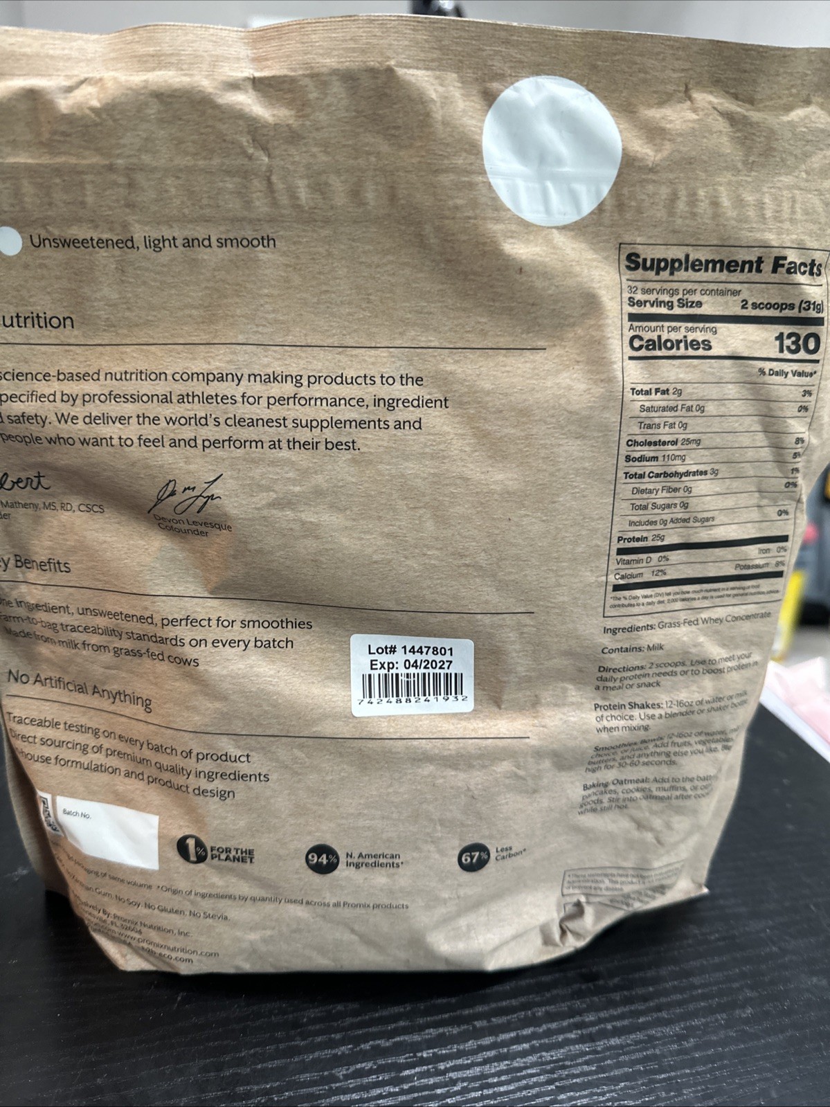 ProMix Nutrition One Ingredient Whey Protein Powder 2.2 Pounds 1 KG
