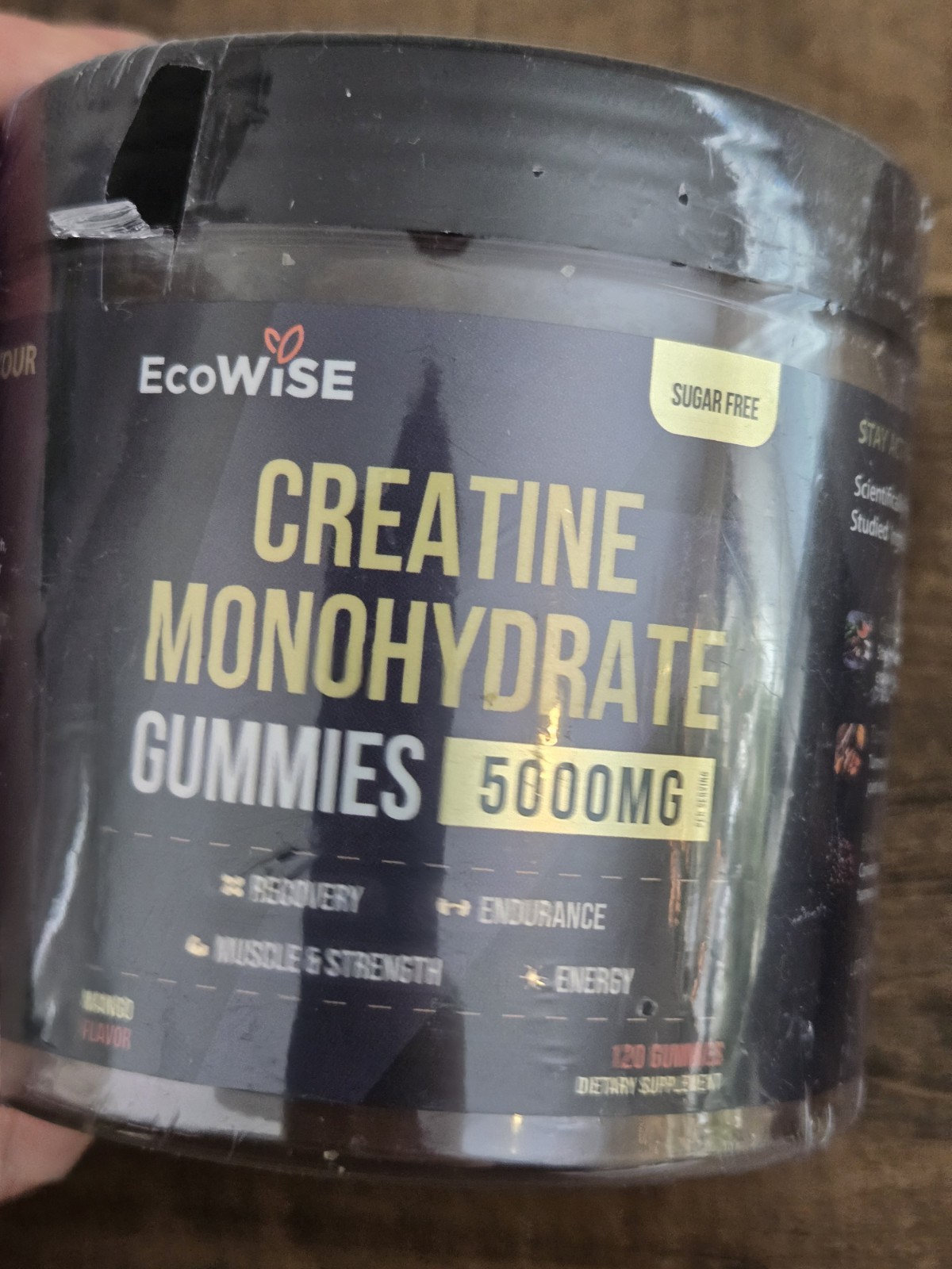 EcoWise Wellness Creatine Monohydrate Gummies 5000 mg Mango 120 Exp 5/17/2026