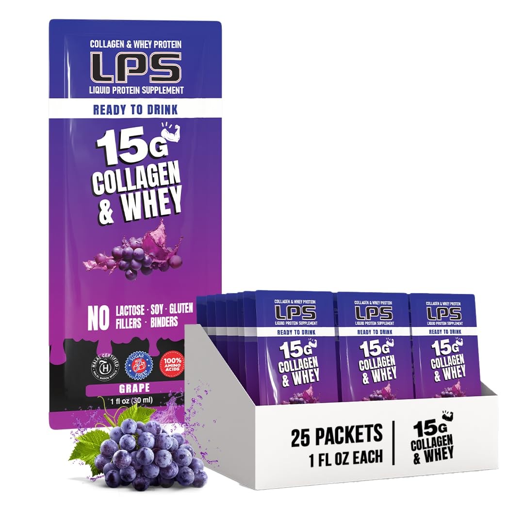 LPS Liquid Collagen & Whey Protein Supplement – Non-GMO Drink, Sugar-Free – P…