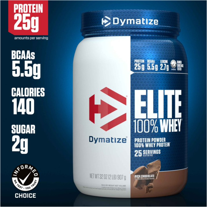 Dymatize Elite 100% Whey Protein, Rich Chocolate, 2 lb
