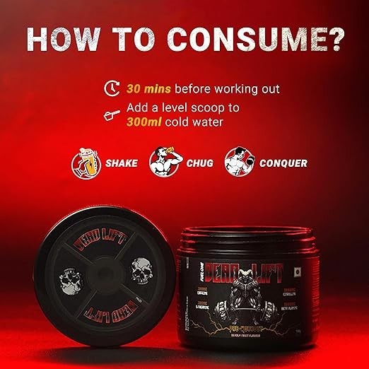 Dead-Lift Pre Workout (Deadly Fruit, 100g, 13 Servings) | 200mg Caffeine,L-Thean