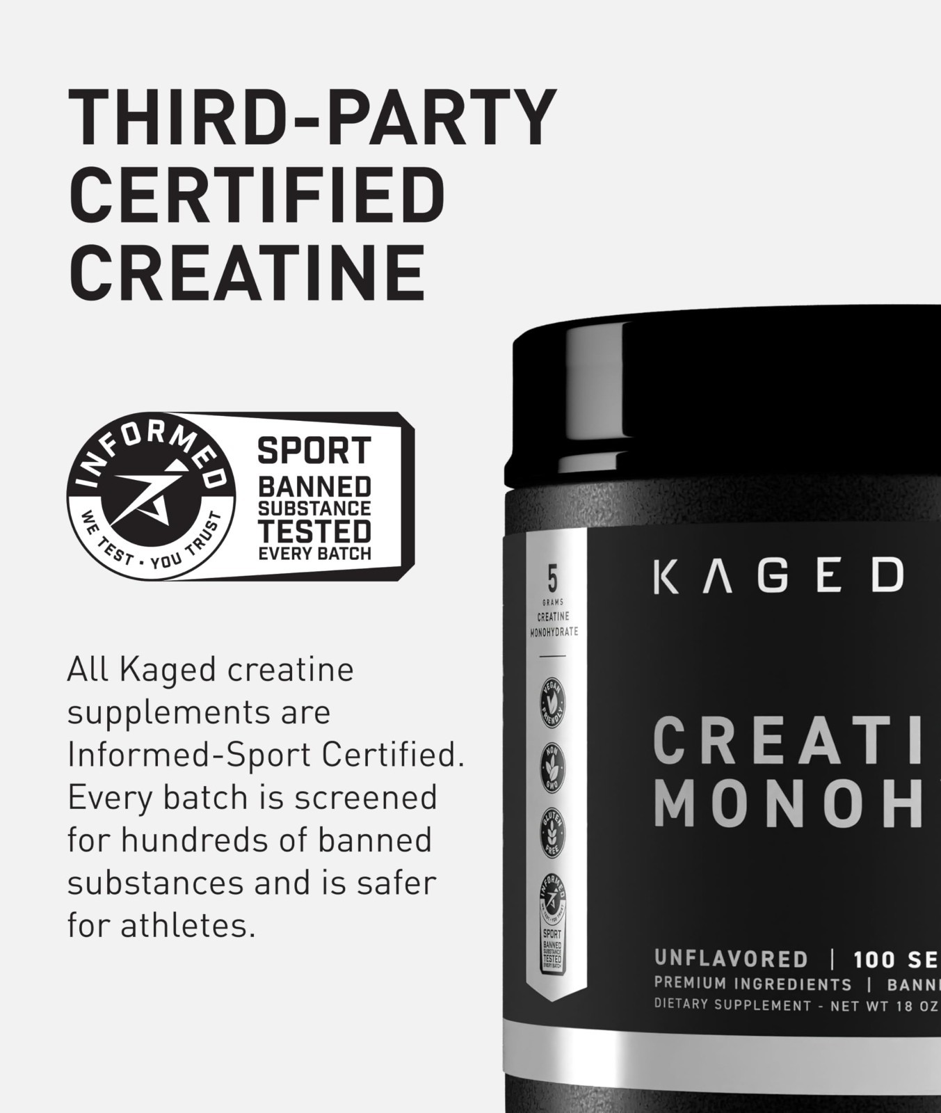 Micronized Creatine Monohydrate Powder 5000mg | Unflavored, Vegan, Gluten-Free |