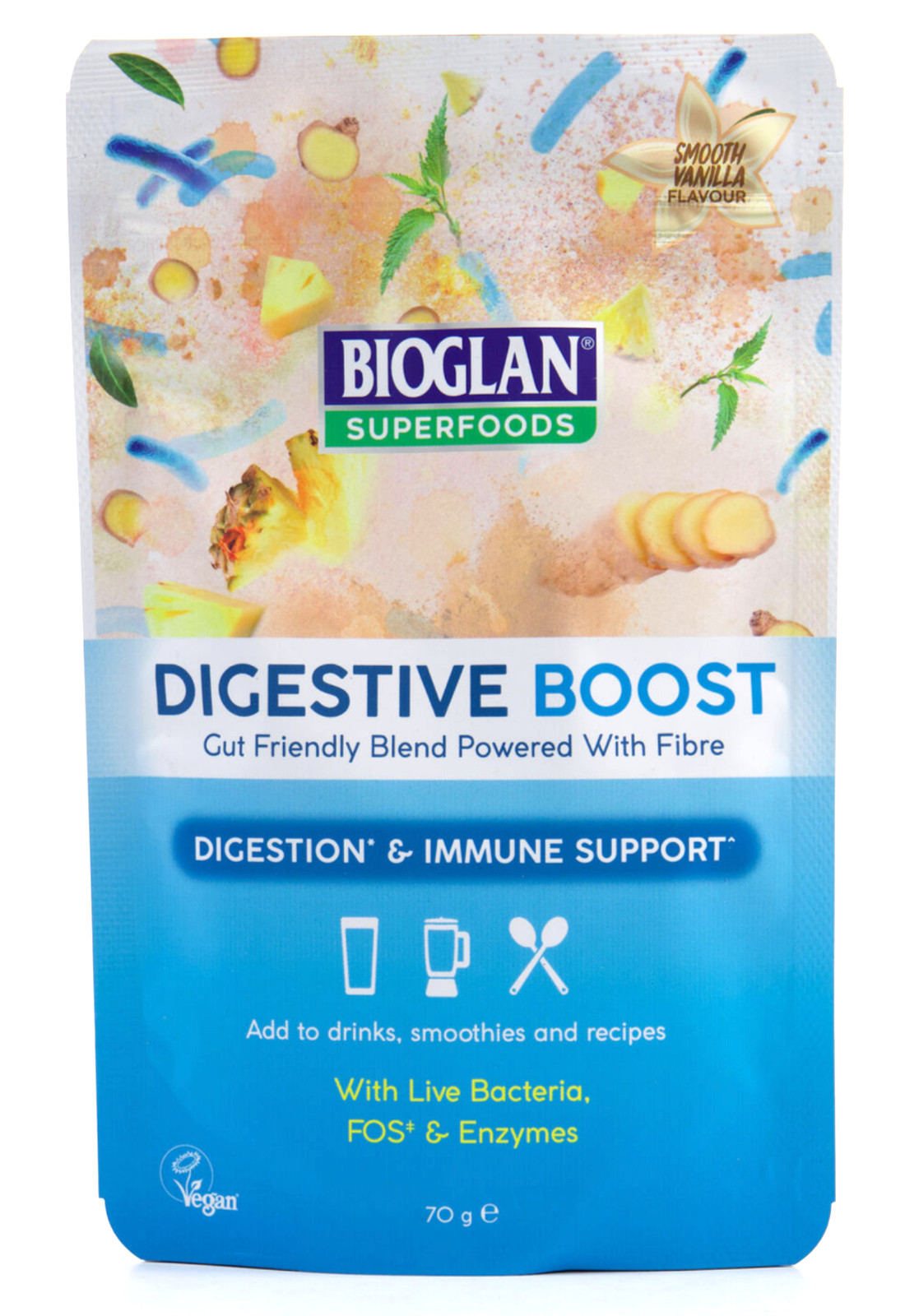 Bioglan Superfoods Smooth Vanilla Digestive Boost Food Supplement 70g