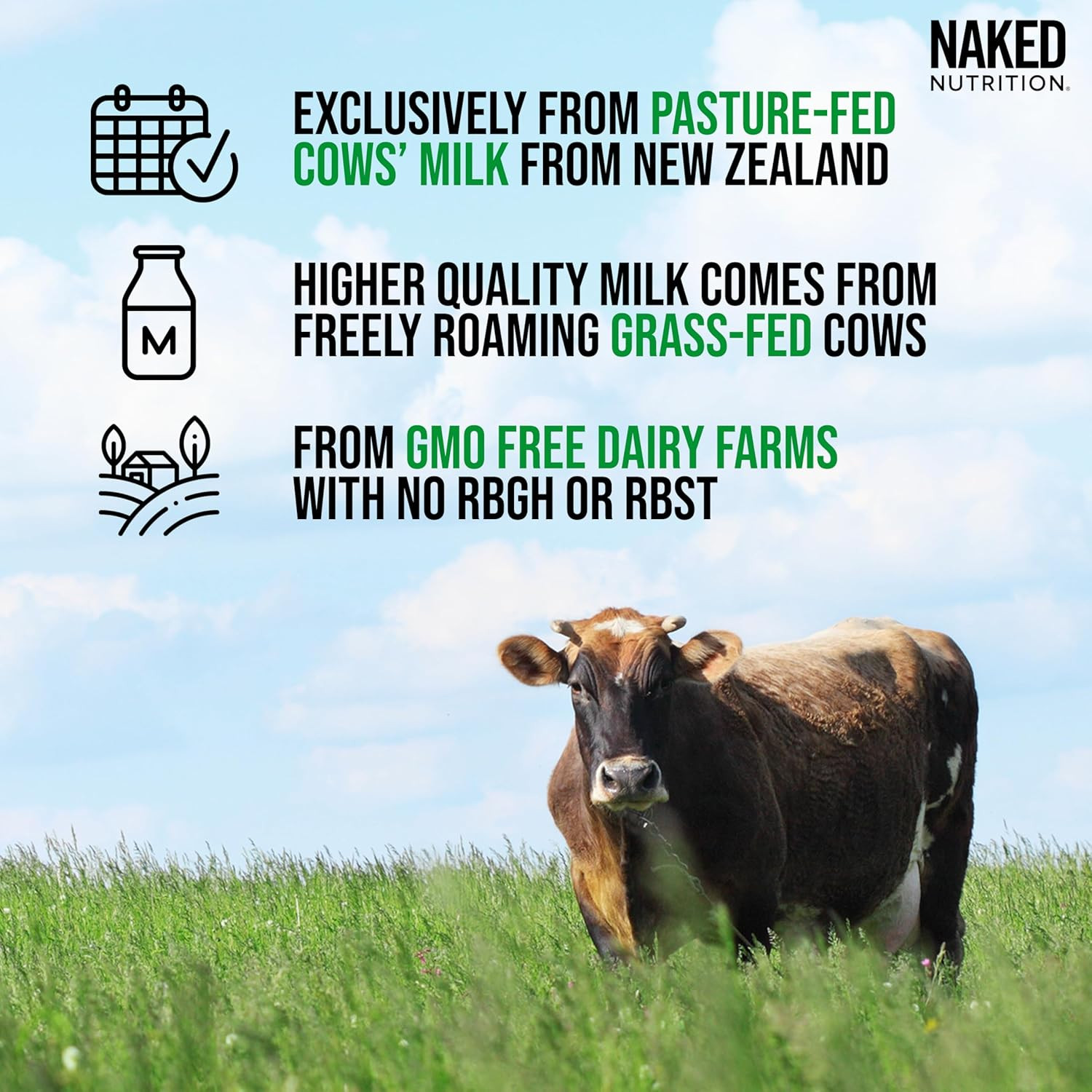 Naked Whey Isolate Protein 30G Grass-Fed Protein Powder Unflavored 28 Servings